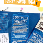Escape room party favor candy wrapper Pinterest image.