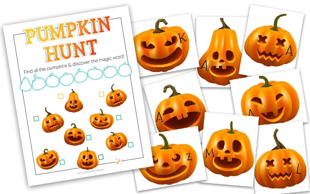 Free pumpkin themed scavenger hunt printable.
