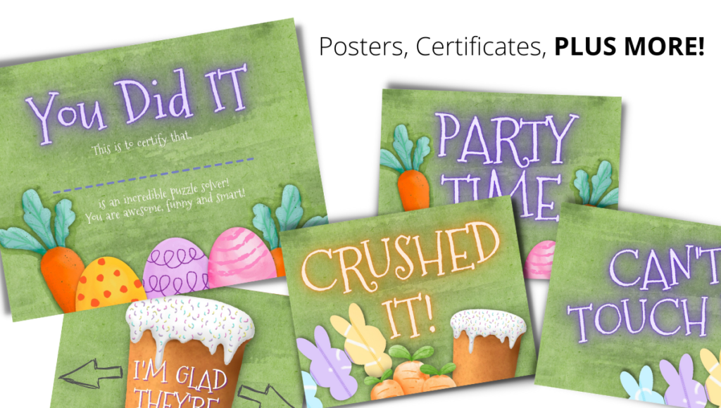 Easter Escape room for kids posters and certificates.