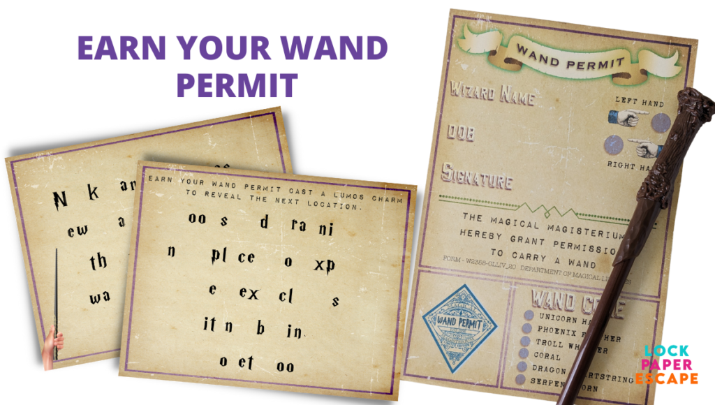 Printable Wizard wand permit puzzle.