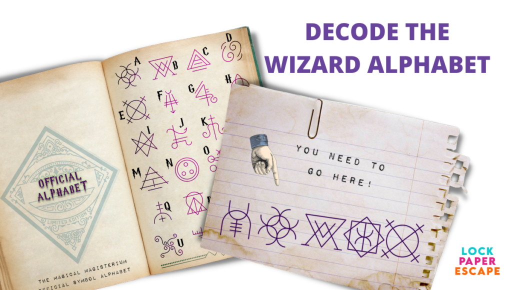 Wizard alphabet kids escape room puzzle.
