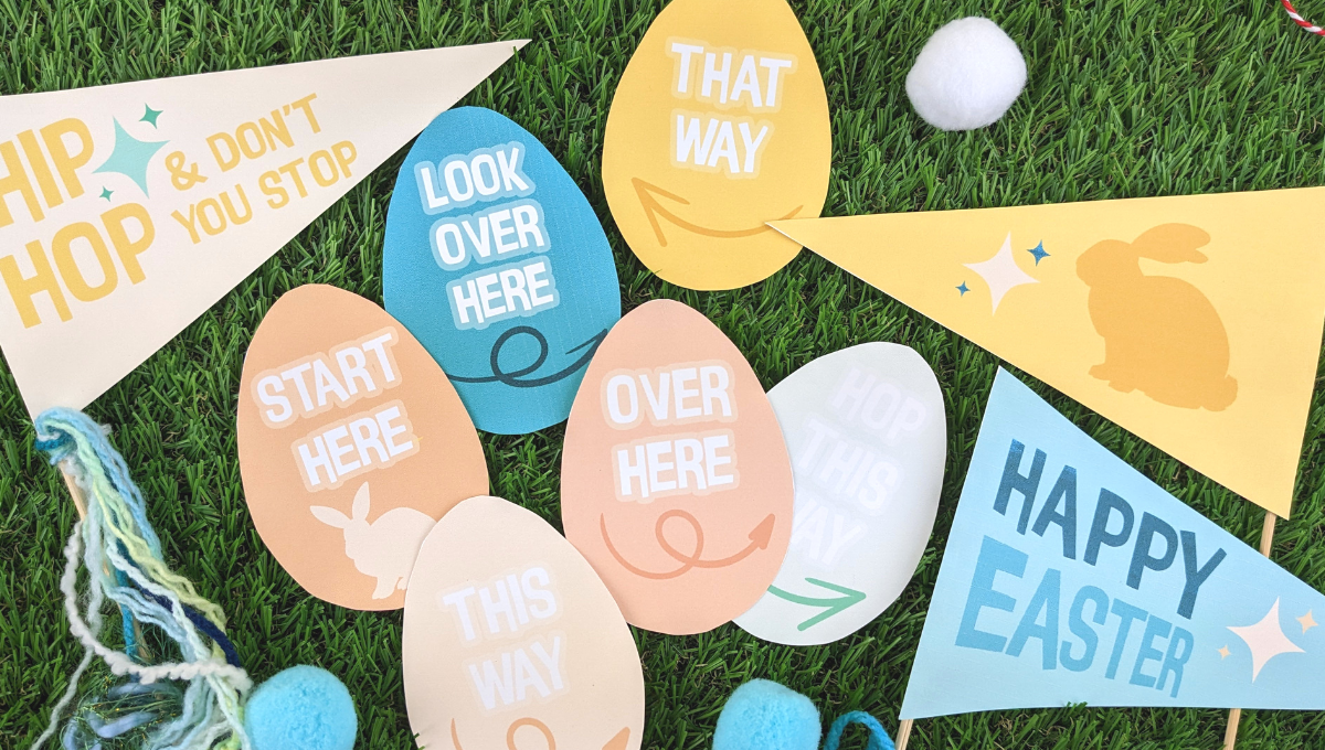 Easter egg hunt printable signs lock paper escape