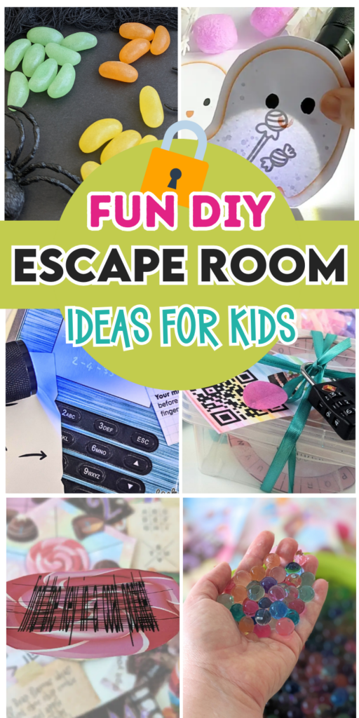 Collage of fun DIY escape room ideas for kids.