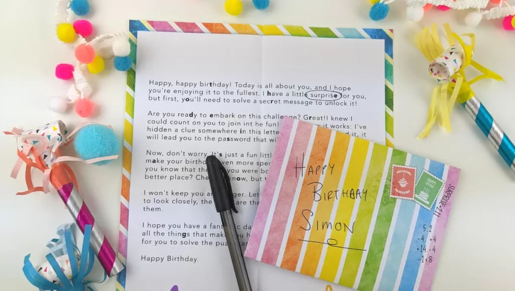 Birthday secret code message