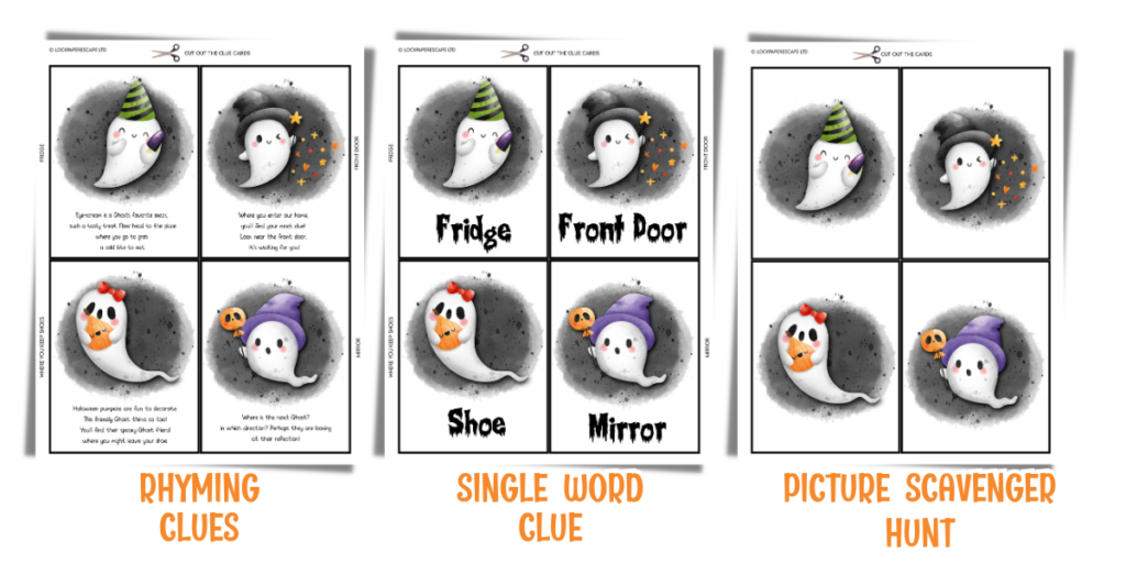 Different versions of the ghost scavenger hunt