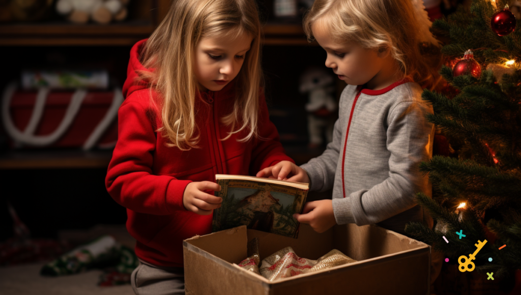 Kids opening a Christmas eve box