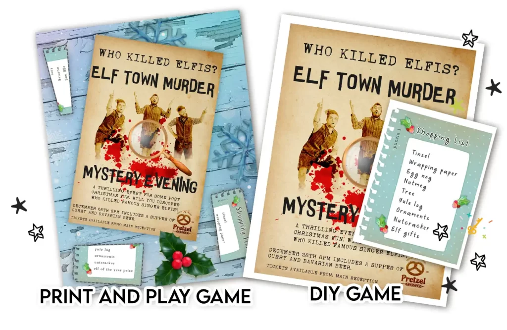 Example of the differences between a DIY printed escape room page and the print and play escape room page. 