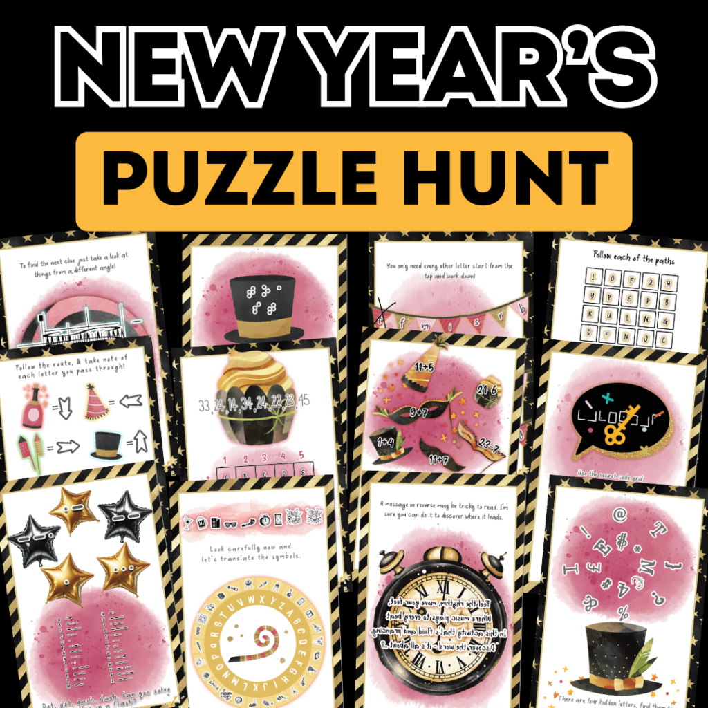 New Year's themed treasure hunt for teenagers.