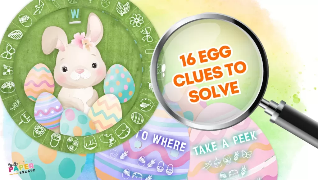 16 clues to solve. Secret code Easter egg hunt.