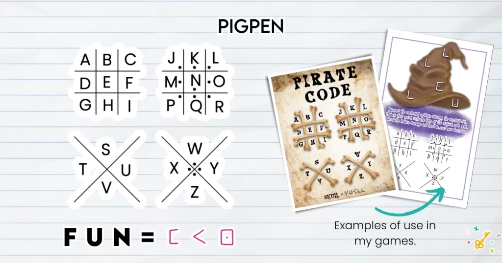 Pigpen cipher code.