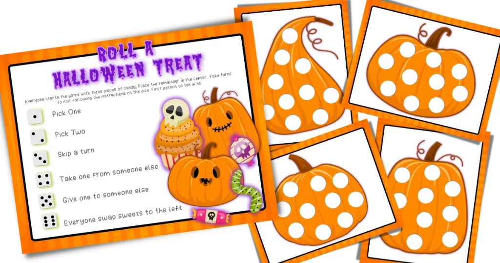 Halloween printable Candy Dice game.