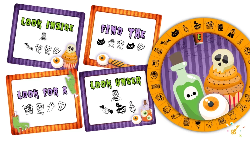 Halloween party game secret code treasure hunt printable.