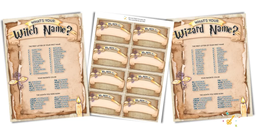 What's your wizard name printable pages.