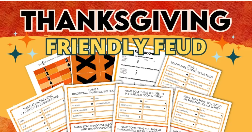 Thanksgiving printable friendly feud game