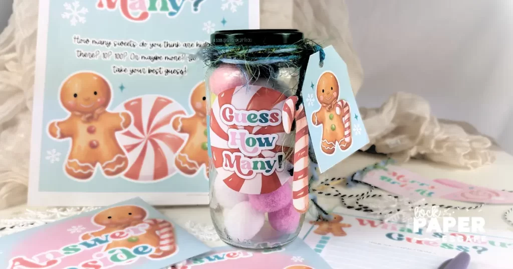 A Jar filled with Christmas goodies.