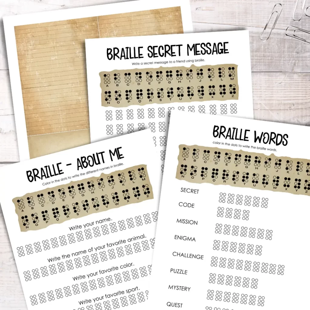 Free Braille Activity Sheet for World Braille Day