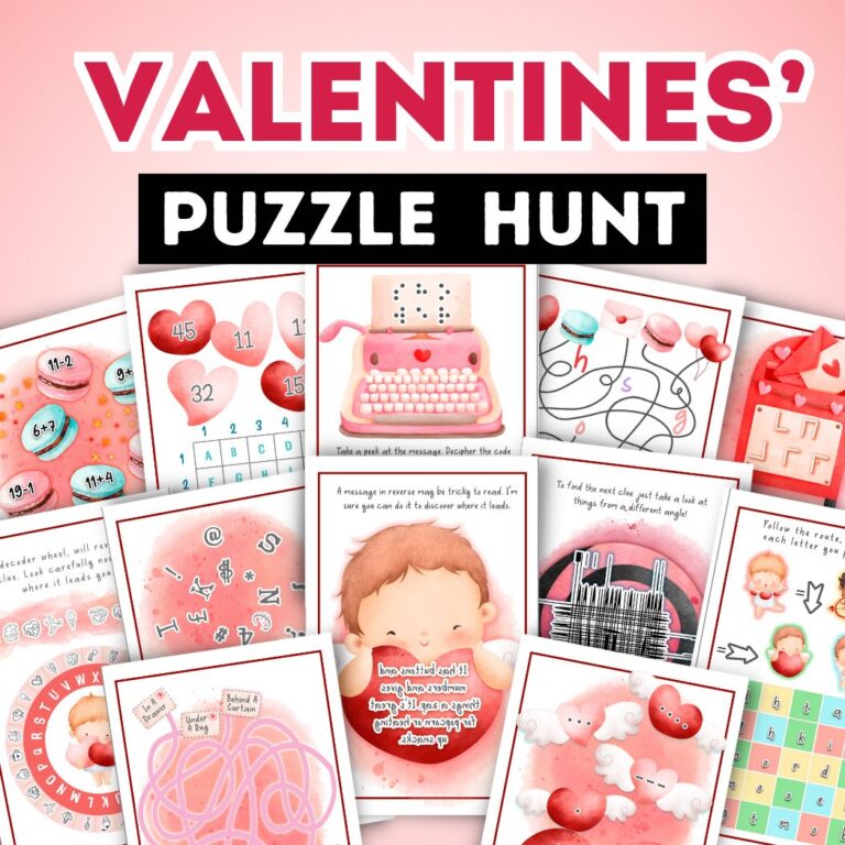 Kids Friendly Valentines Puzzle Treasure Hunt