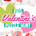 Pinterest image promoting a Valentine's day puzzle treasure hunt.