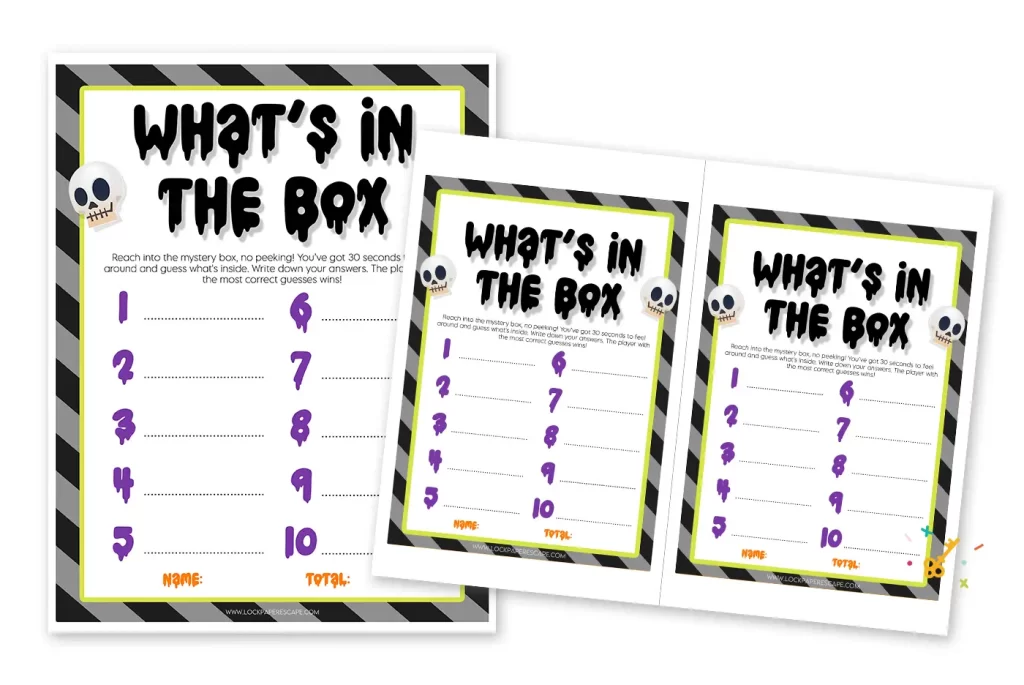 Printable Halloween What's in the box preview.