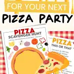 Pinterest image promoting a Pizza scavenger hunt game.